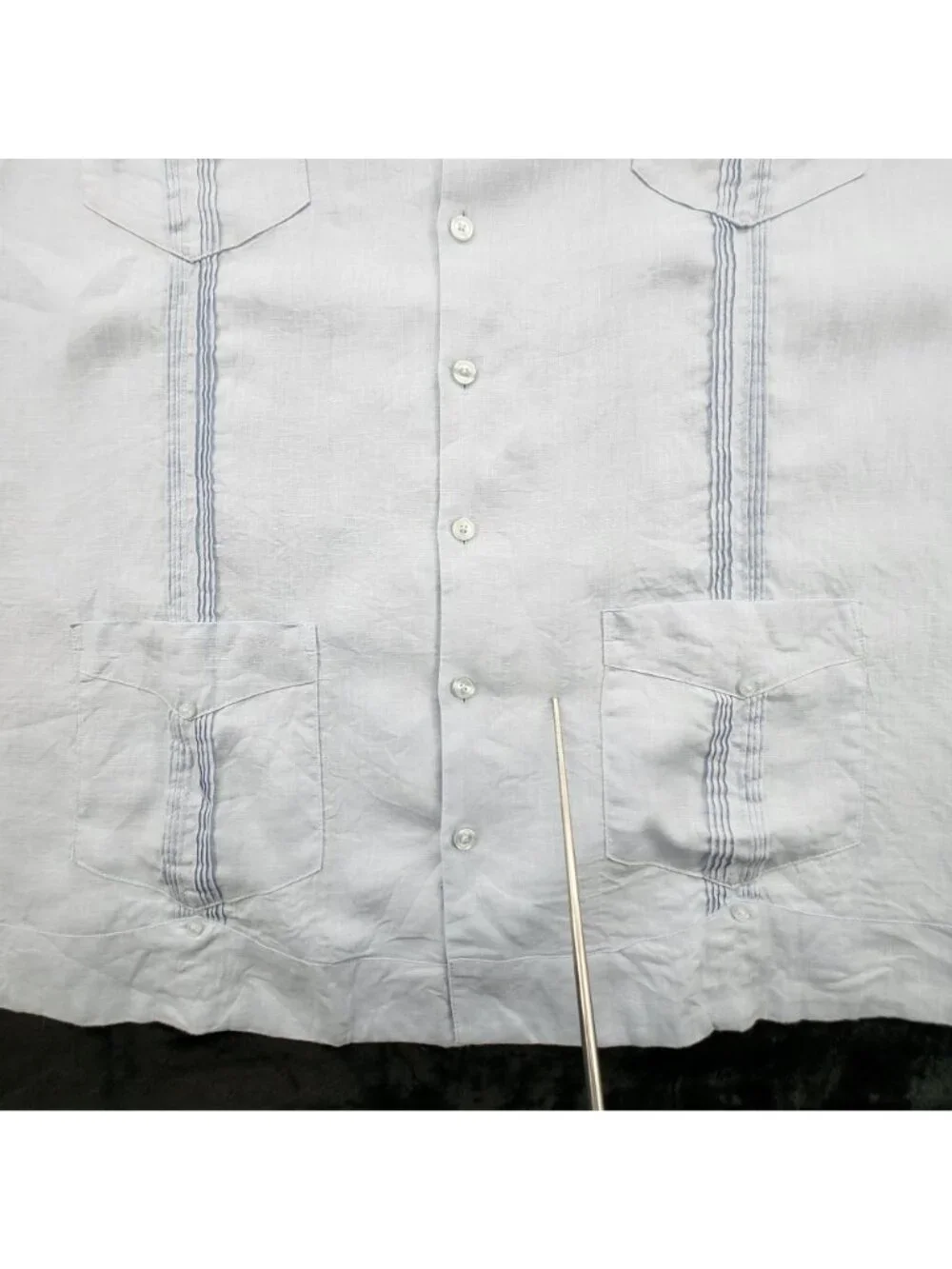 Cubavera 100% Linen Guayabera Shirt 2X Retro Pleat Airy Coastal Resort Tropical - Picture 3 of 8